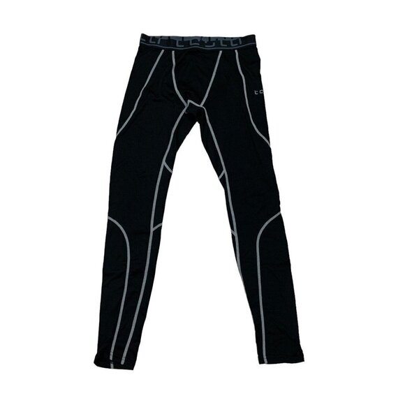 Tesla Women's M Medium Workout Leggings Stretchy Exposed Seams Black - Picture 1 of 7